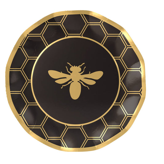 Paper Wavy Dinner Plate Honeybee/8pk