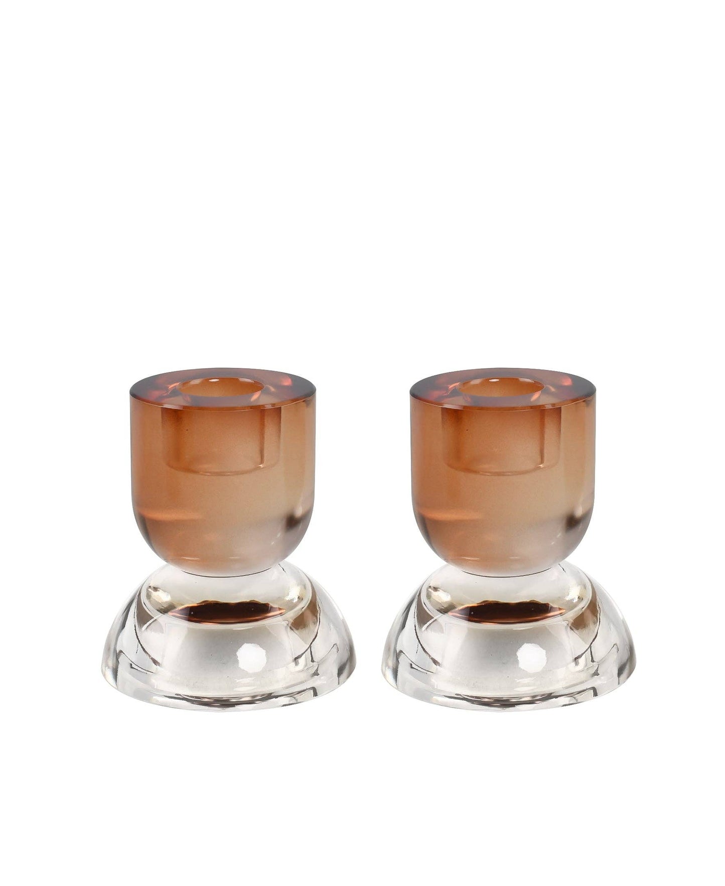 Flip Candle Holders - Clear Brown