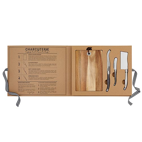 Wood Cheese Board Set Book Box - Good Food Good Mood