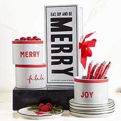 Red Holiday Dip Bowls Book Box - Eat Dip and Be Merry