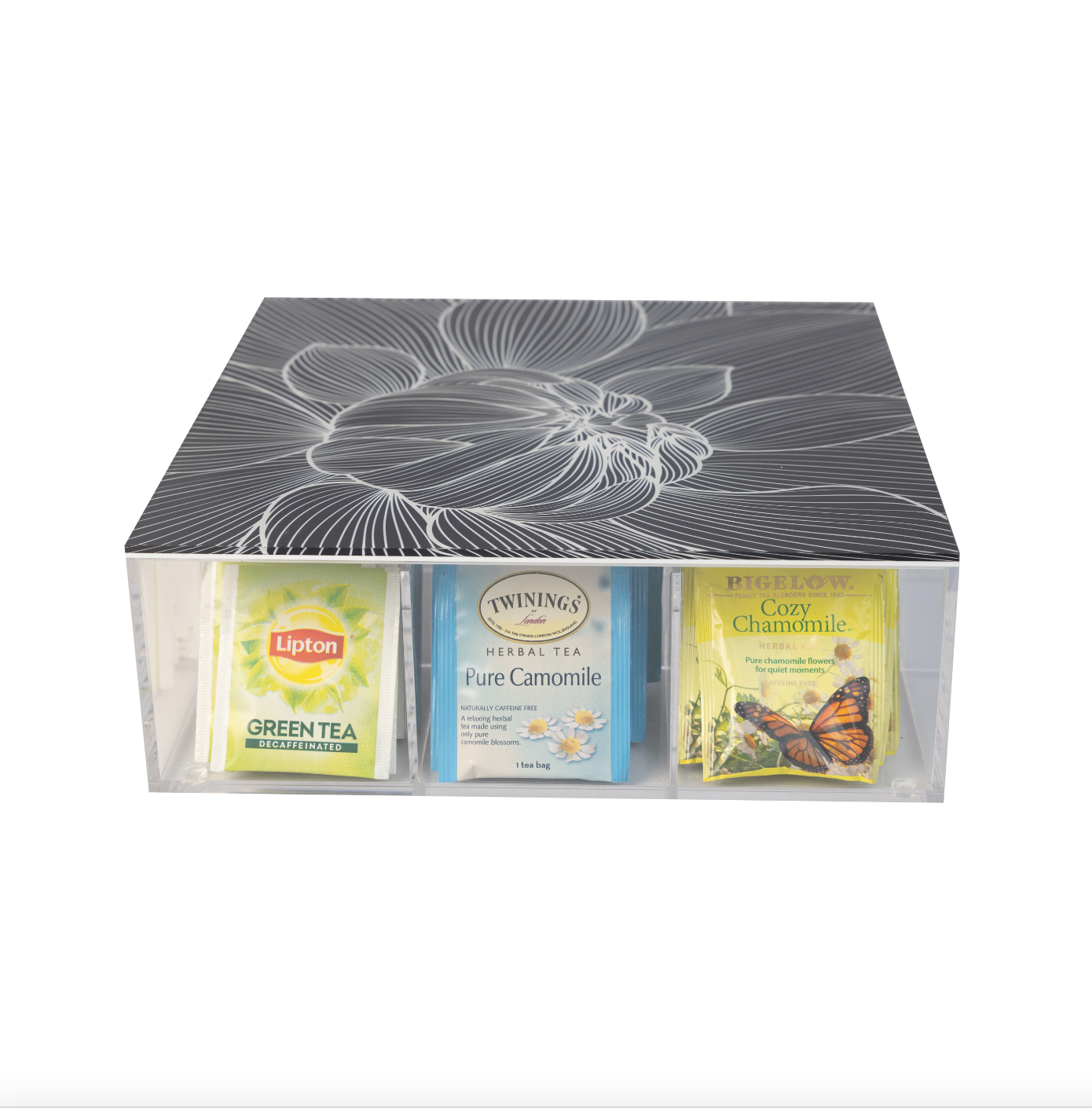 Tea Box | BW Realistic Flower Black