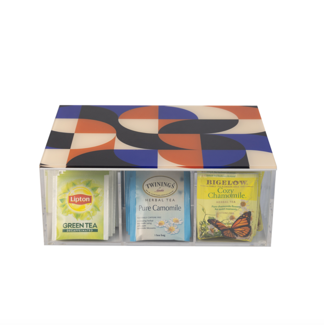 Small Tea Box | Blue and Orange Retro