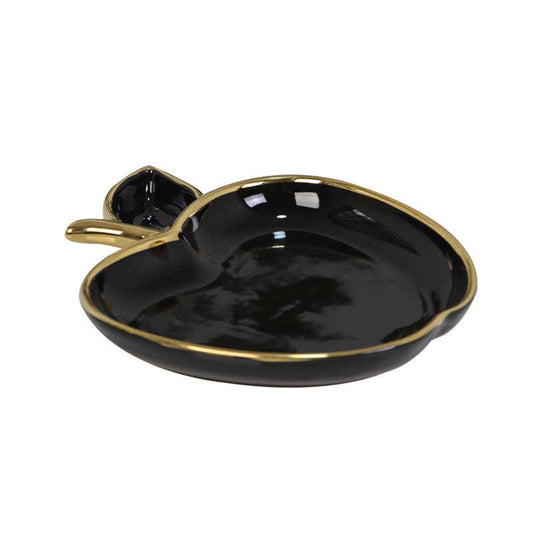 Ceramic Apple Shaped Dish Black/Gold