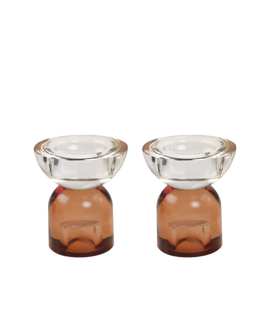 Flip Candle Holders - Clear Brown