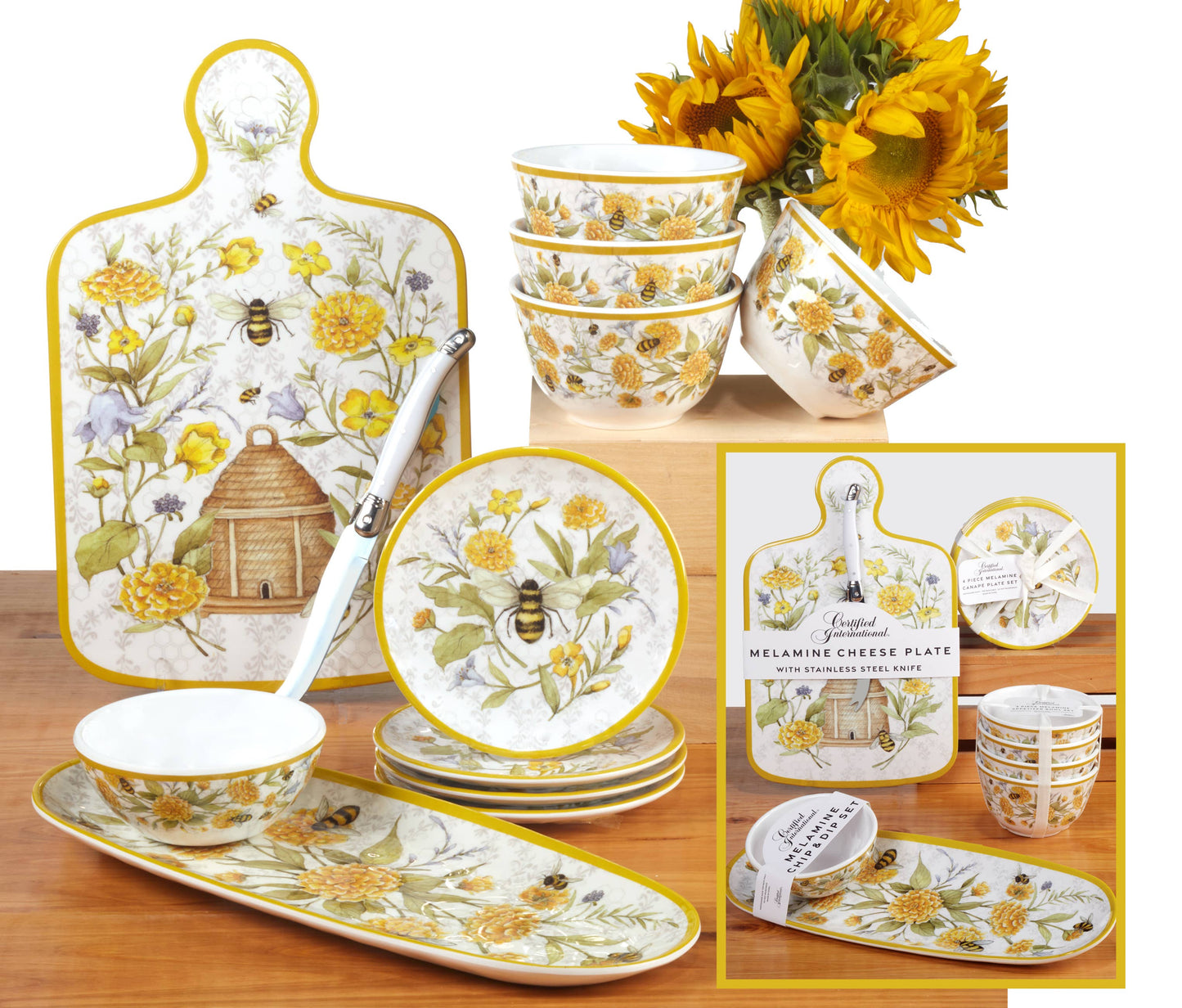 Bee Sweet Gift Melamine Set of 4 4in Dipping Bowls