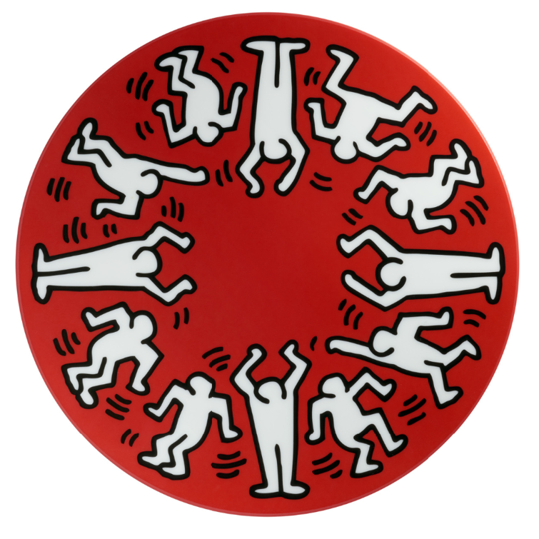 Keith Haring ”White On Red” Porcelain Plate