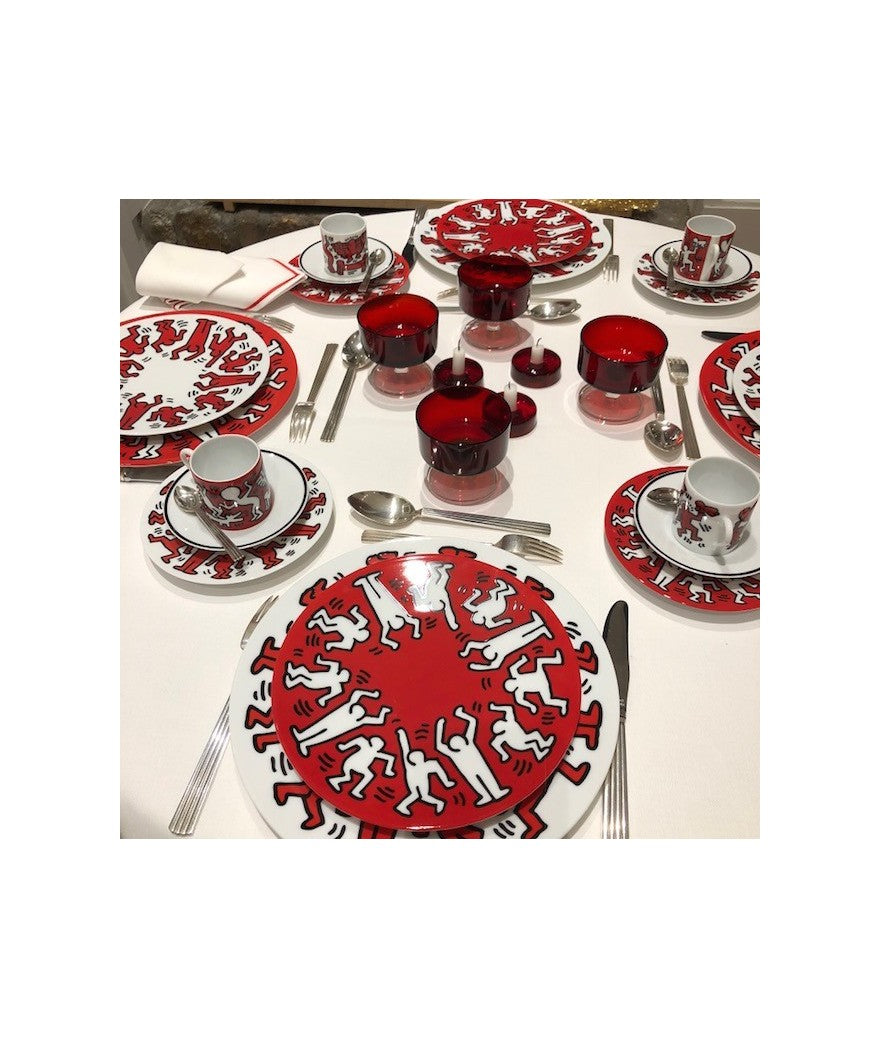 Keith Haring ”White On Red” Porcelain Plate